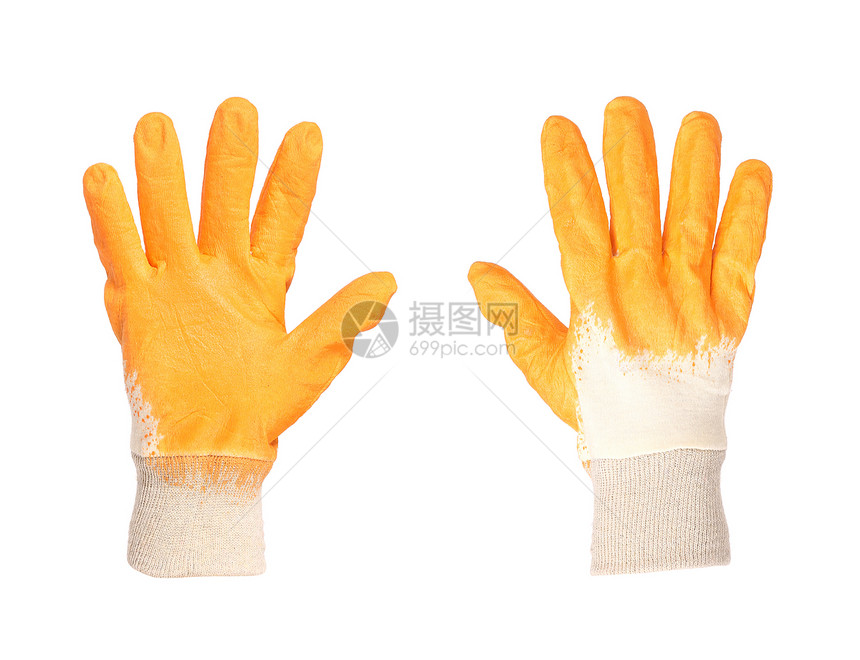 橡胶保护橙色手套图片