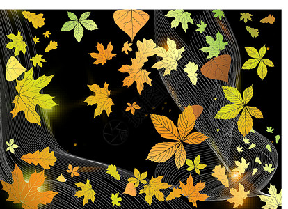 氖秋季背景摘要金子漩涡橙子卡片季节辉光插图墙纸网站海报插画