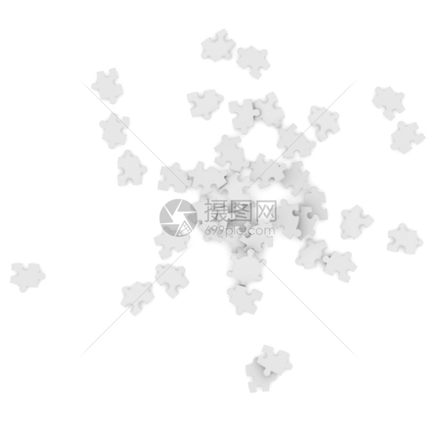 谜题的拼图插图工作成功跳汰机战略3d白色概念背景渲染图片
