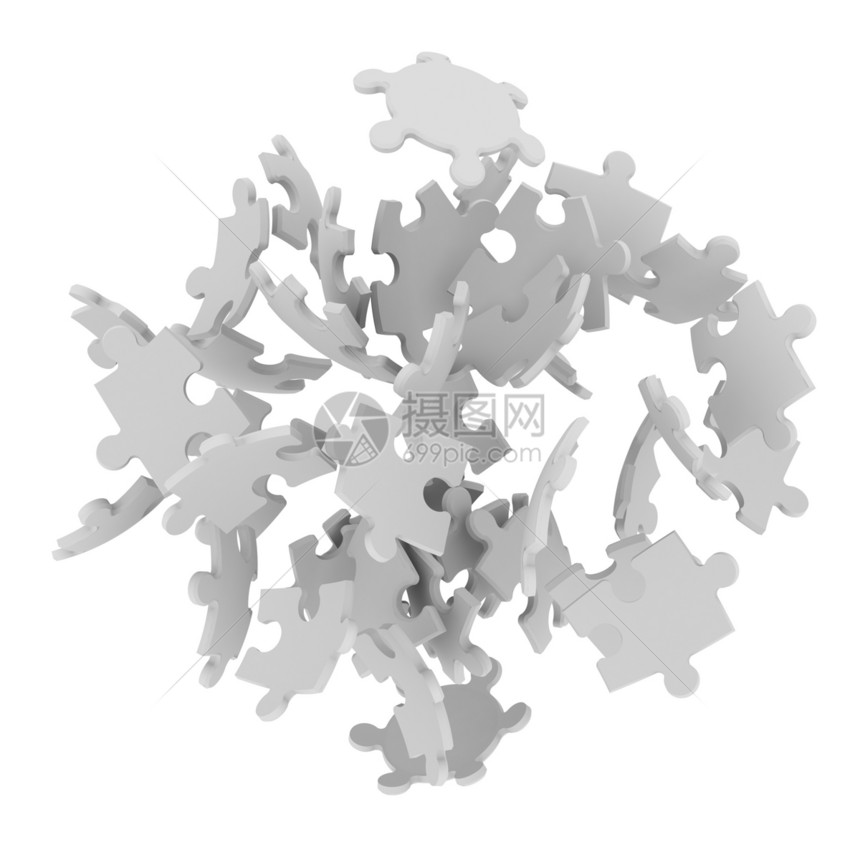 谜题的拼图跳汰机渲染组装收藏3d白色解决方案游戏创造力挑战图片