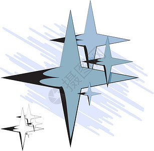 矢量图示 四点星组团体星星蓝色夹子插图派对艺术创造力背景图片