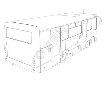 大巴士 电线框架货车射线技术商业绘画运输车车轮插图蓝图倾斜背景图片