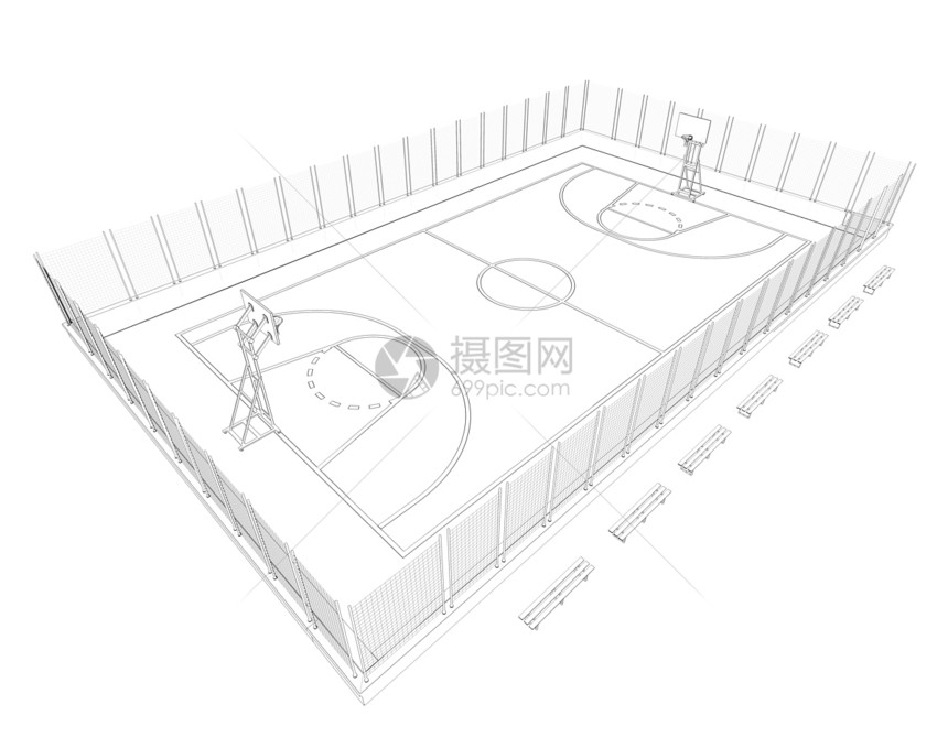 篮球场 电线框架圆圈游戏技术轮缘金属健身房学校团队体育场木板图片