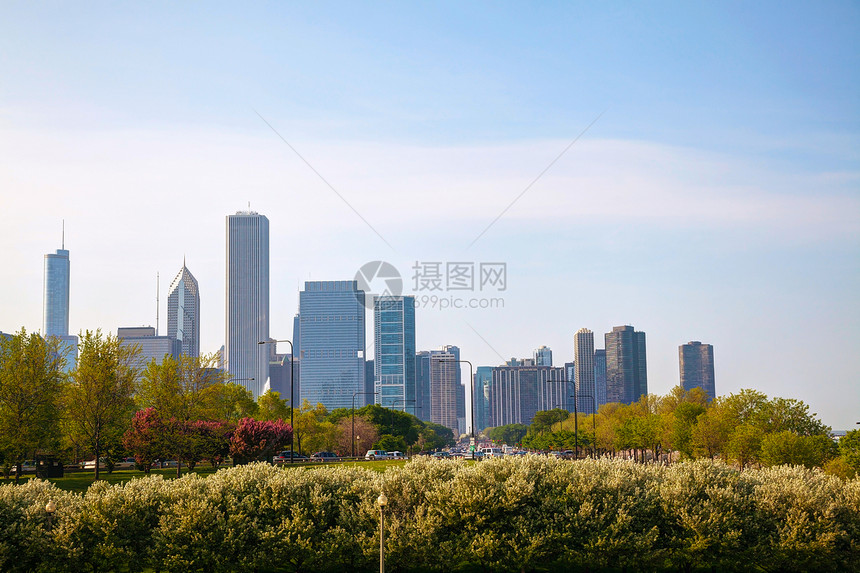 芝加哥市中心 IL天空支撑旅行市中心建筑办公室摩天大楼城市景观天际图片