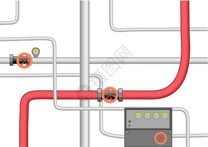 铜水管连接件跨越管道系统插画