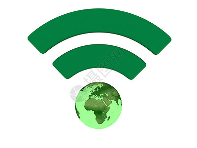 绿色无线Fi符号网吧热点上网插图互联网行星网络白色背景图片