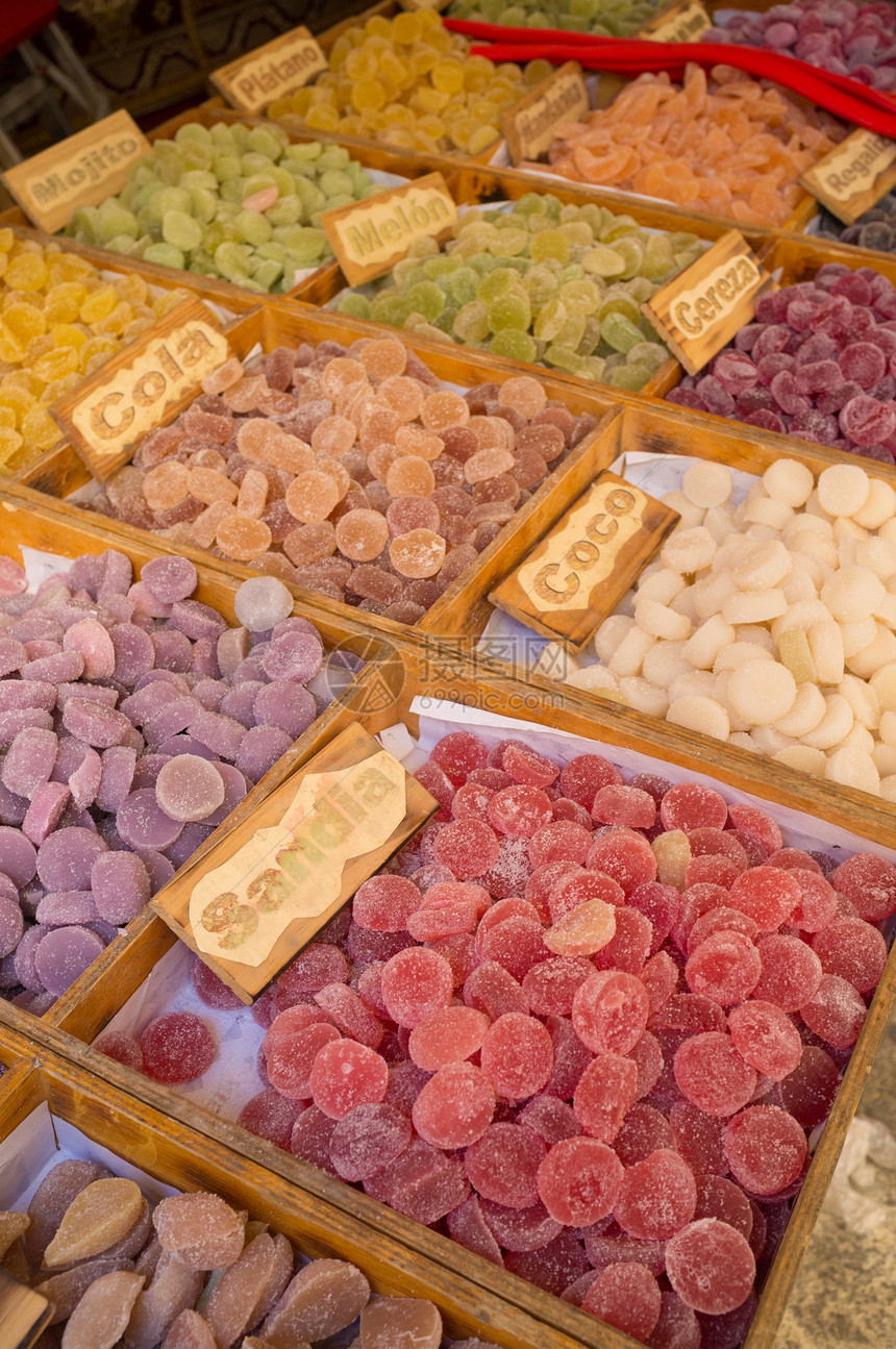 果冻糖摊位画幅零售食物果味糖果展示店铺销售龟尾图片