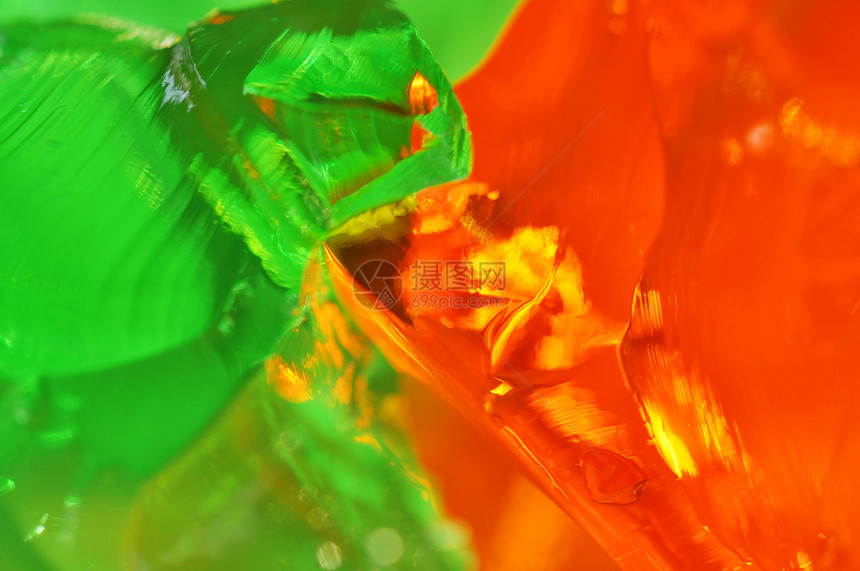 绿色和橙色果冻折射宏观幸福添加剂着色剂明胶化学品味道墙纸甜点图片
