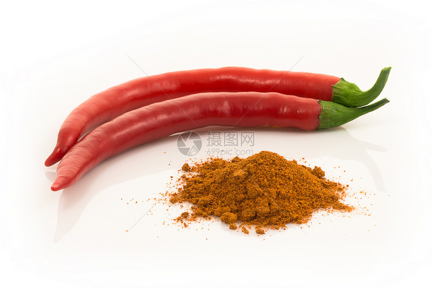 红辣椒或辣椒香料白色粉末水果蔬菜地面红色食物图片