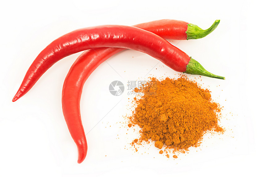 红辣椒或辣椒食物粉末红色水果白色香料地面蔬菜图片