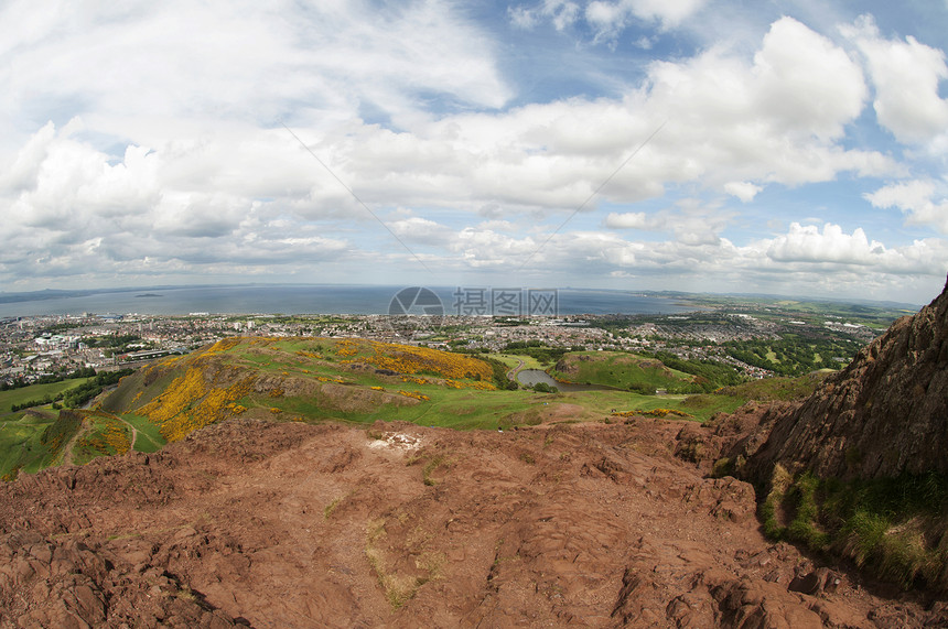 爱丁堡Arthurs的座位爬坡远足公园首都小路地质学火山绿色旅游游客图片