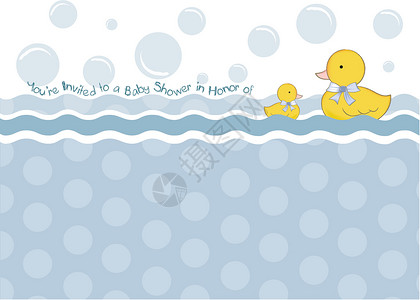婴儿服饰带有鸭玩具的婴儿淋浴卡生日框架公告派对纪念日淋浴乐趣广告横幅家庭插画