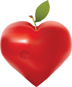 苹果心脏浪漫食物水果插图幸福礼物红色喜悦背景图片