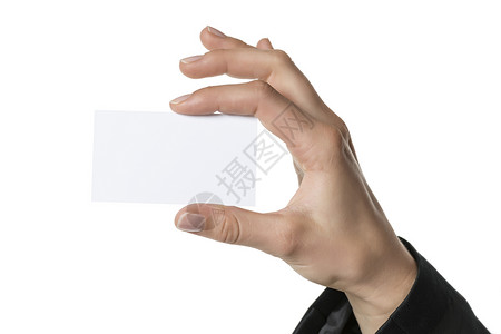 商务身份名牌手持名牌问候语女性商务工作人士拇指卡片展示笔记白色背景