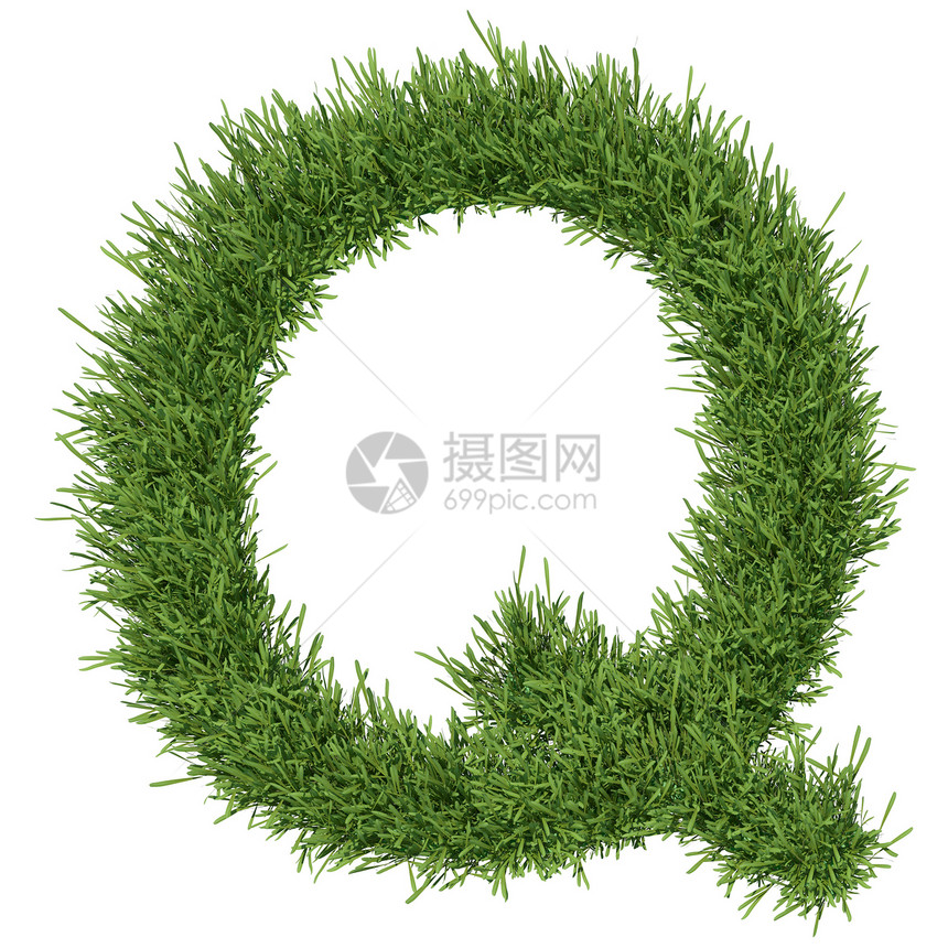 以草草制成的字母字母绿色植物地球生长草地字体艺术植物场地生态白色图片