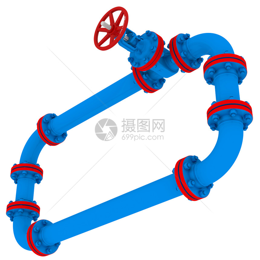 管道和阀门封条活力红色力量控制流动工程螺栓建造金属白色图片