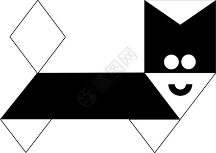 滑滑猫三角形标识黑与白高清图片