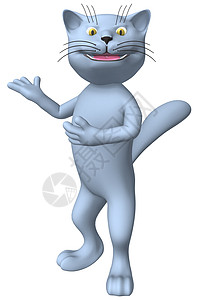 猫卡通人物渲染入口姿势灰色姿态访问邀请函插图角色问候语背景图片