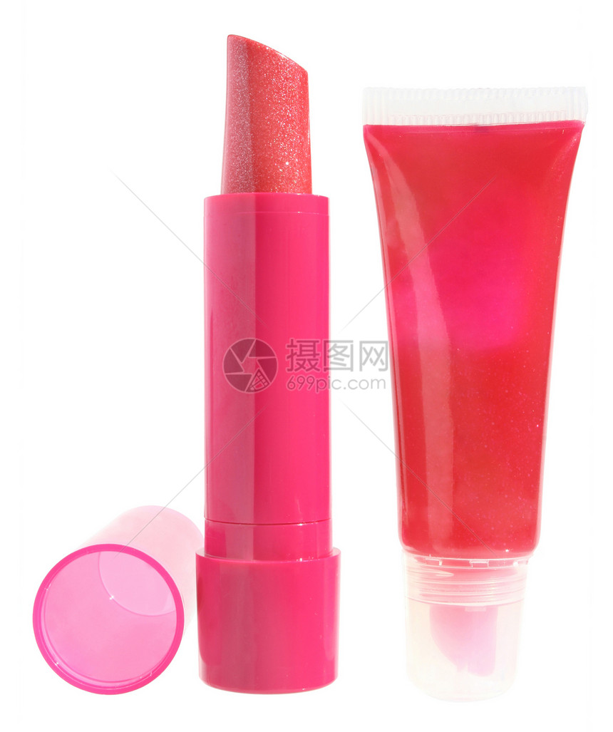 唇膏和口红唇彩化妆品管子粉色红色图片
