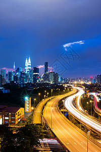 晚上吉隆坡天际公司办公室摩天大楼景观双胞胎天空首都市容商业城市背景图片
