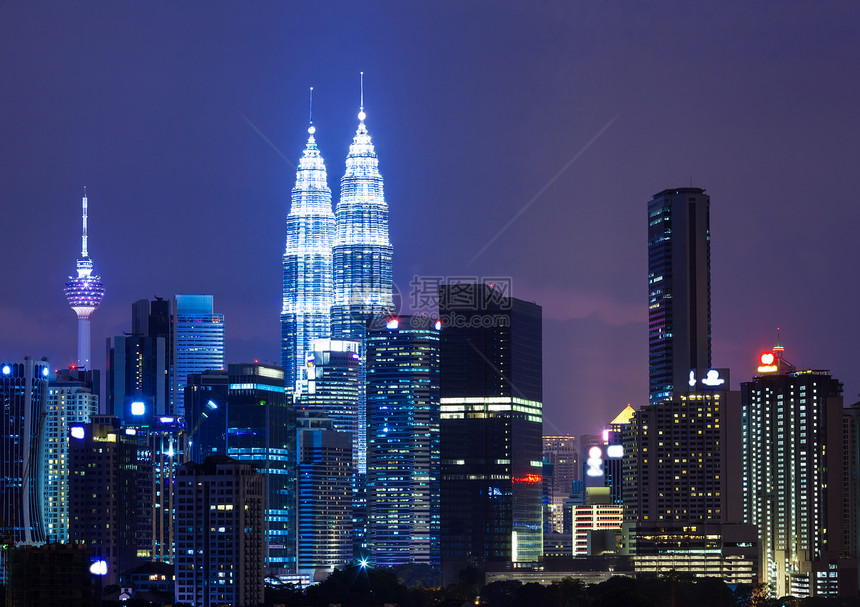 首都马来西亚首都吉隆坡 晚上夜里图片