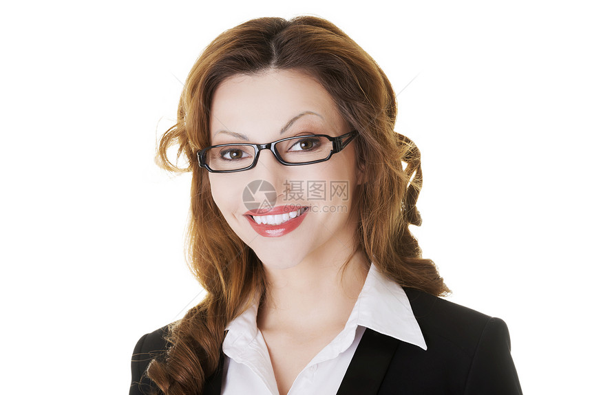 眼眼镜上有魅力的女商务人士的肖像商务生意人眼神人士女孩快乐生意皮肤喜悦幸福图片