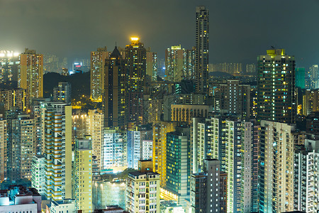 香港市风景天际景观人口住房住宅市中心建筑民众房屋公寓公寓楼高清图片素材
