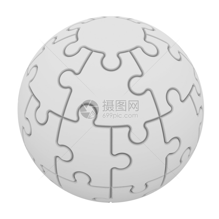 由谜题组成的球体白色计算机闲暇解决方案地面灰色马赛克圆圈团体命令图片