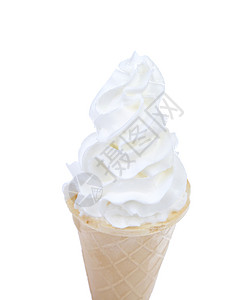 锥形白冰淇淋奶制品香草味道甜点锥体冻结软膏奶油白色漩涡背景图片