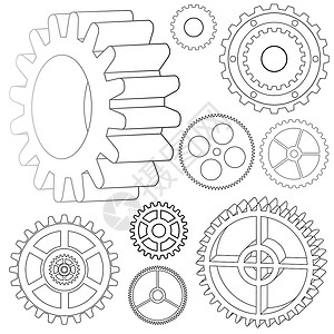 小齿轮各种矢量齿轮传动机械轮子力学科学棘轮牙齿工程引擎链轮设计图片