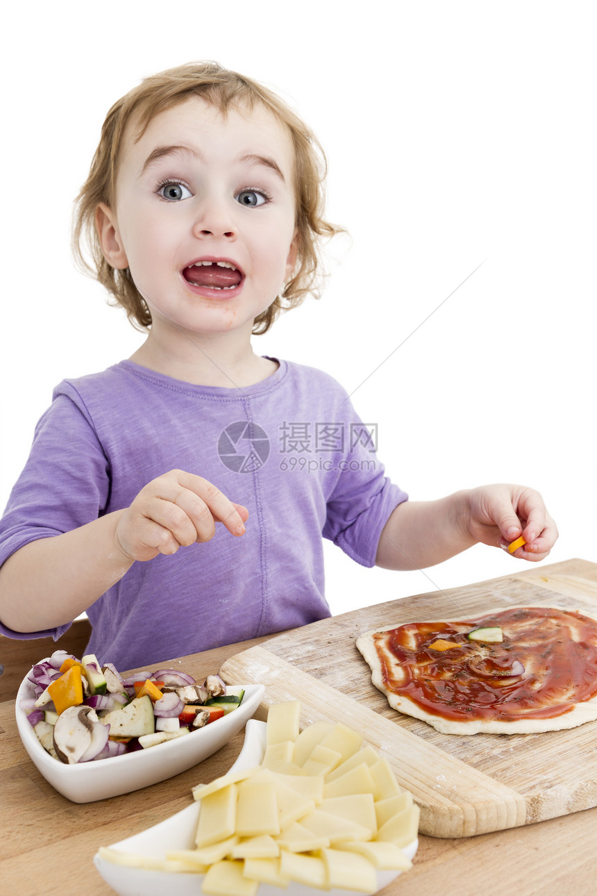 儿童做比萨饼营养品烹饪食物厨师营养蔬菜图片