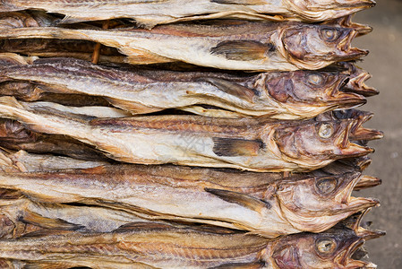 干咸咸鱼盐渍美食国王脱水腌鱼海鲜市场背景图片