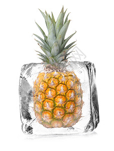 冰块中的菠萝背景图片