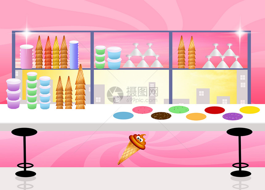 冰奶油店甜点饼干产品冰淇淋坚果锥体海报杯子小吃食物图片