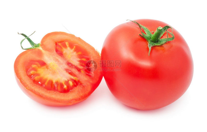 番茄宏观白色农业食物叶子绿色红色蔬菜营养图片