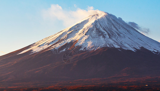 藤山公吨积雪植物冰镇日出火山日落顶峰背景图片