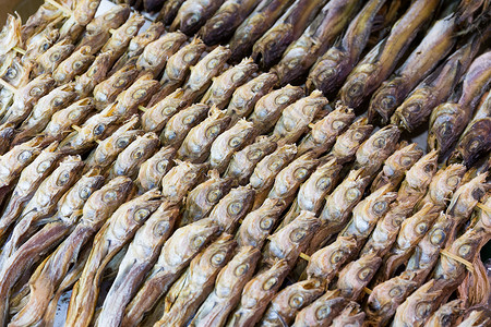 干咸咸鱼脱水国王海鲜美食腌鱼市场盐渍背景图片
