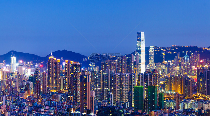 香港市晚上景观城市办公室商业场景公司金融天空建筑学摩天大楼图片