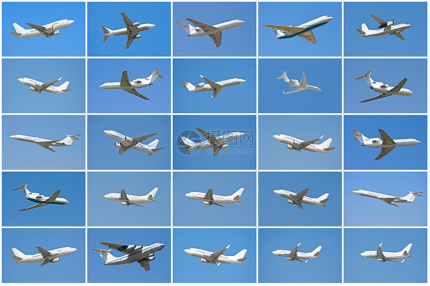 飞机蓝色旅行客机天空旅游白色商业乘客车辆航空图片
