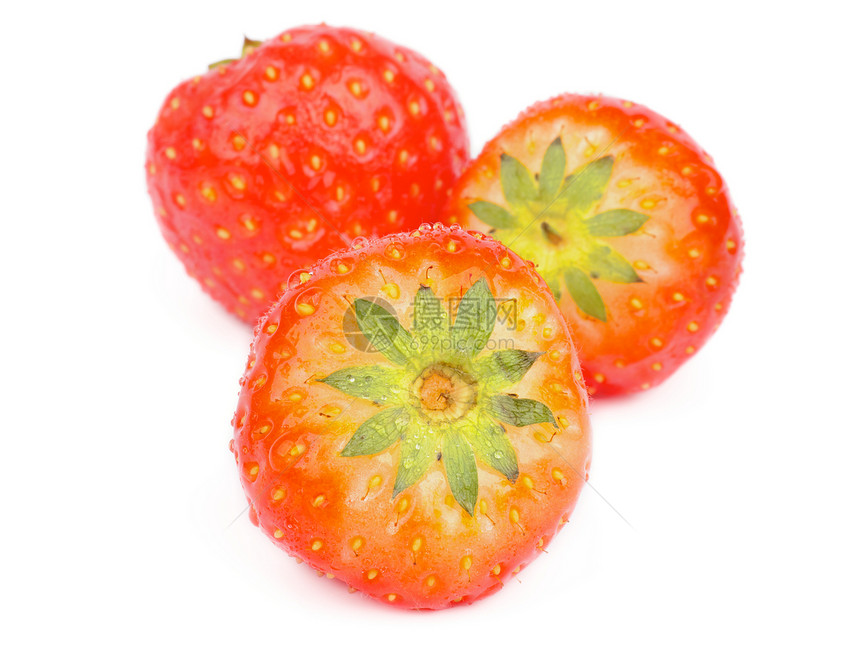 三个草莓水果时令蔬菜健康饮食黄色浆果饮食素食食物花园图片