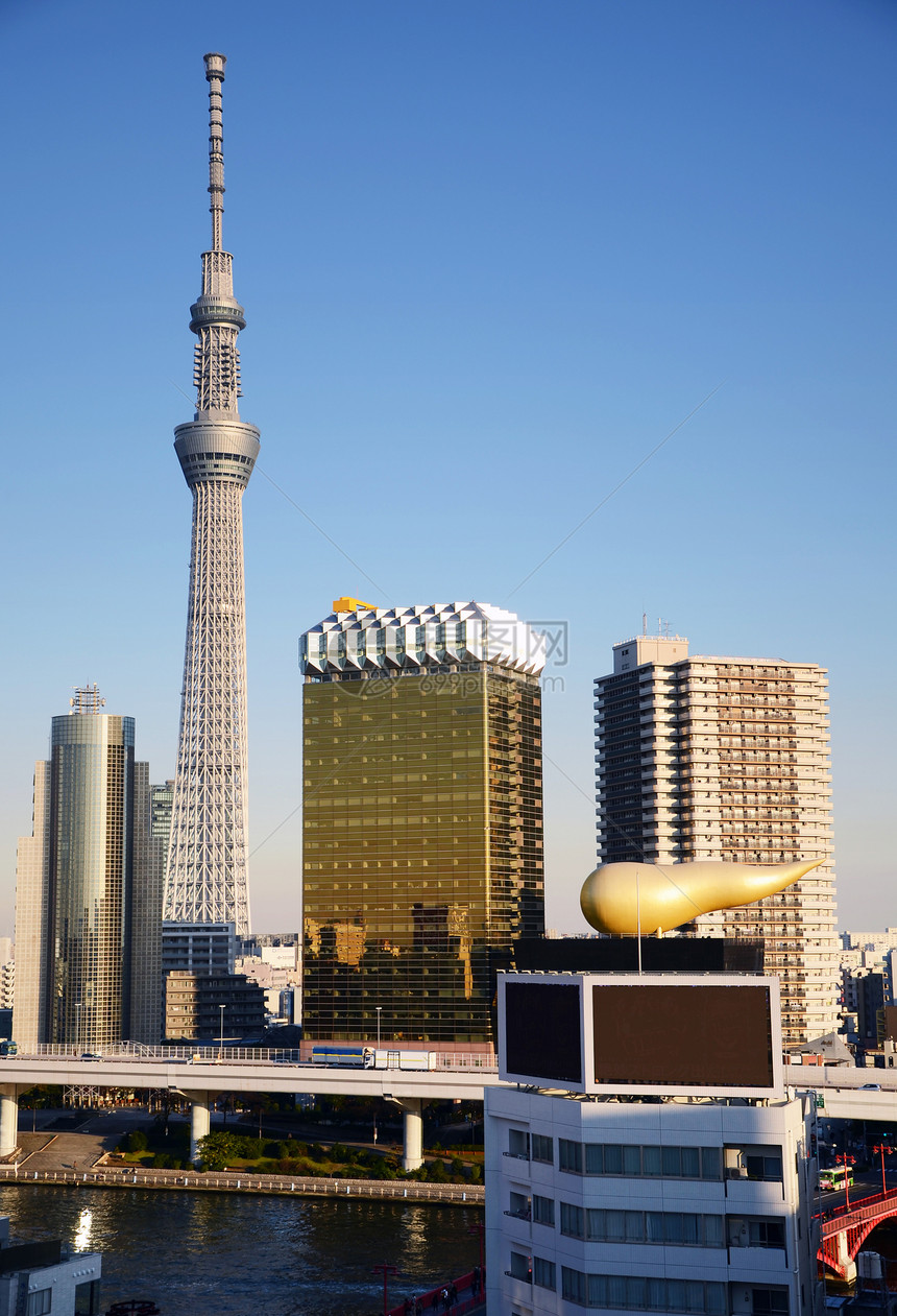 从日本东京的浅草摩天大楼观看的东京天空树图片