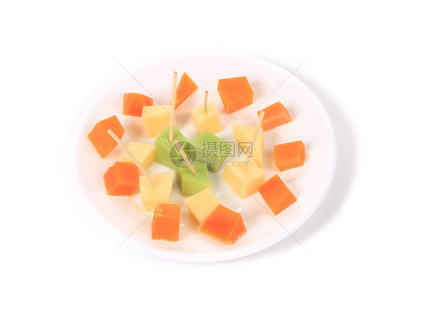 各种奶酪在盘子上白色木头美食模具早餐蓝色食物大理石小吃图片