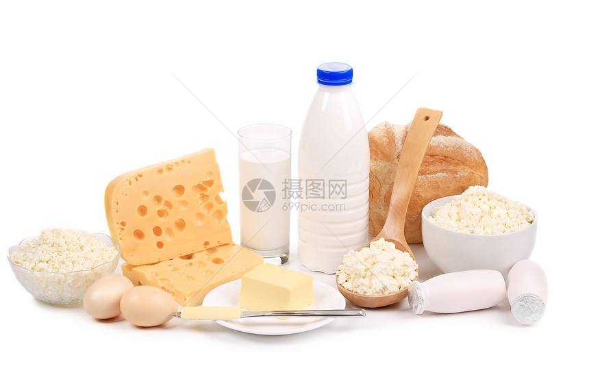 健康早餐的成分勺子牛奶面包黄油午餐奶制品盘子食物小屋食品图片