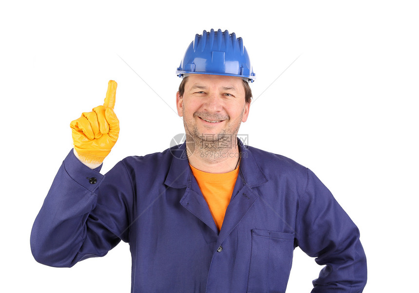 工人的手表吸引了注意力蓝色机械工业工作橡皮黑色手套建造服务男人图片