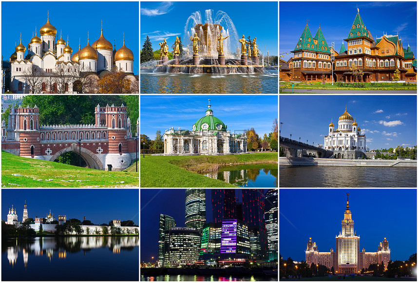 莫斯科大教堂新圣女蓝色教会历史收藏城市旅行基督场景图片