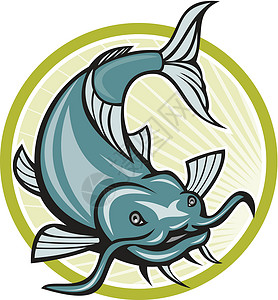 鱼攻击圆环卡通背景图片
