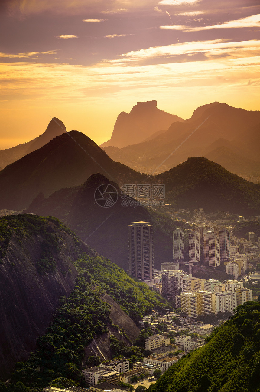 里约热内卢摄影风景都市爬坡建筑山脉旅游日落外观风光图片