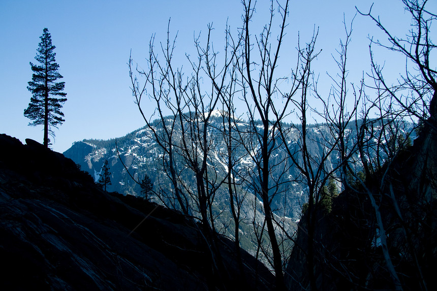 树木休光图水平日落山脉场景山谷风景岩石摄影图片