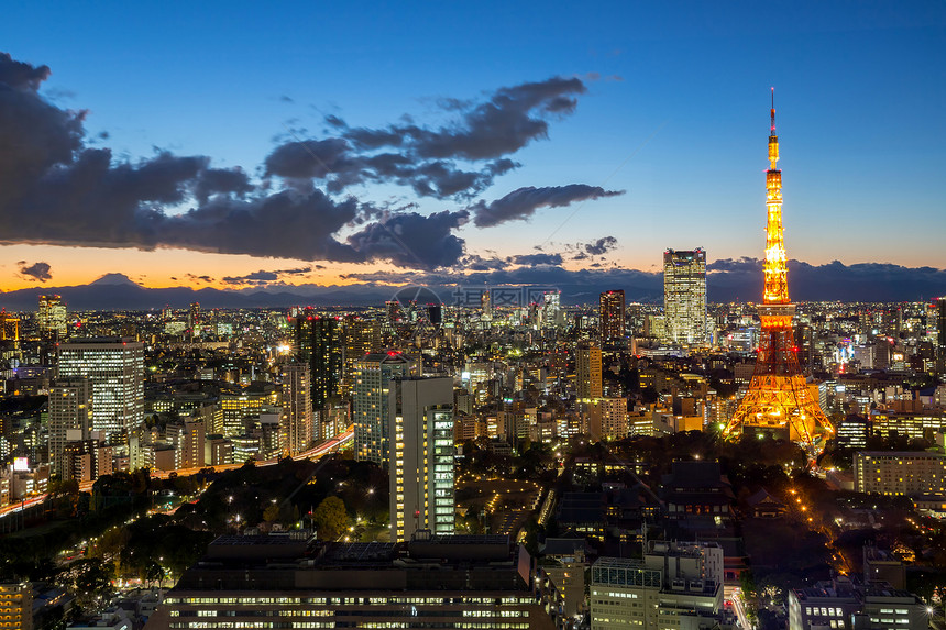东京塔黄昏日落摩天大楼目的地景点旅游天际景观地方地标观景台图片