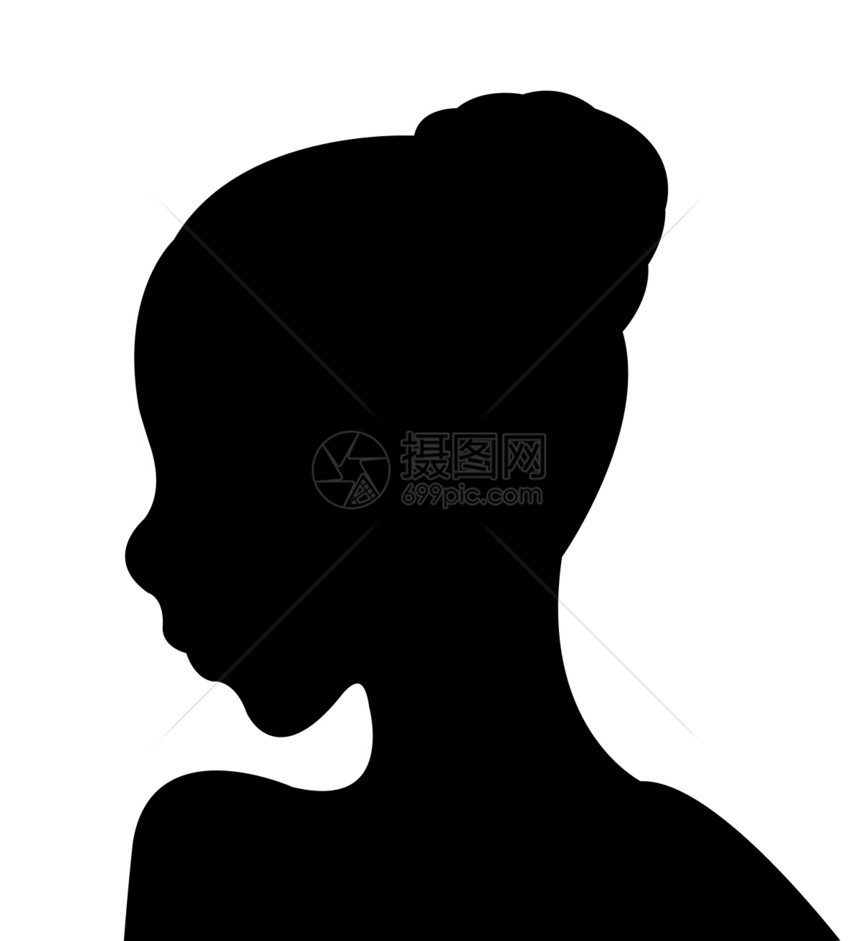 儿童头环影矢量剪影头资料女性马尾辫轮廓头发男性女孩女儿头像图片